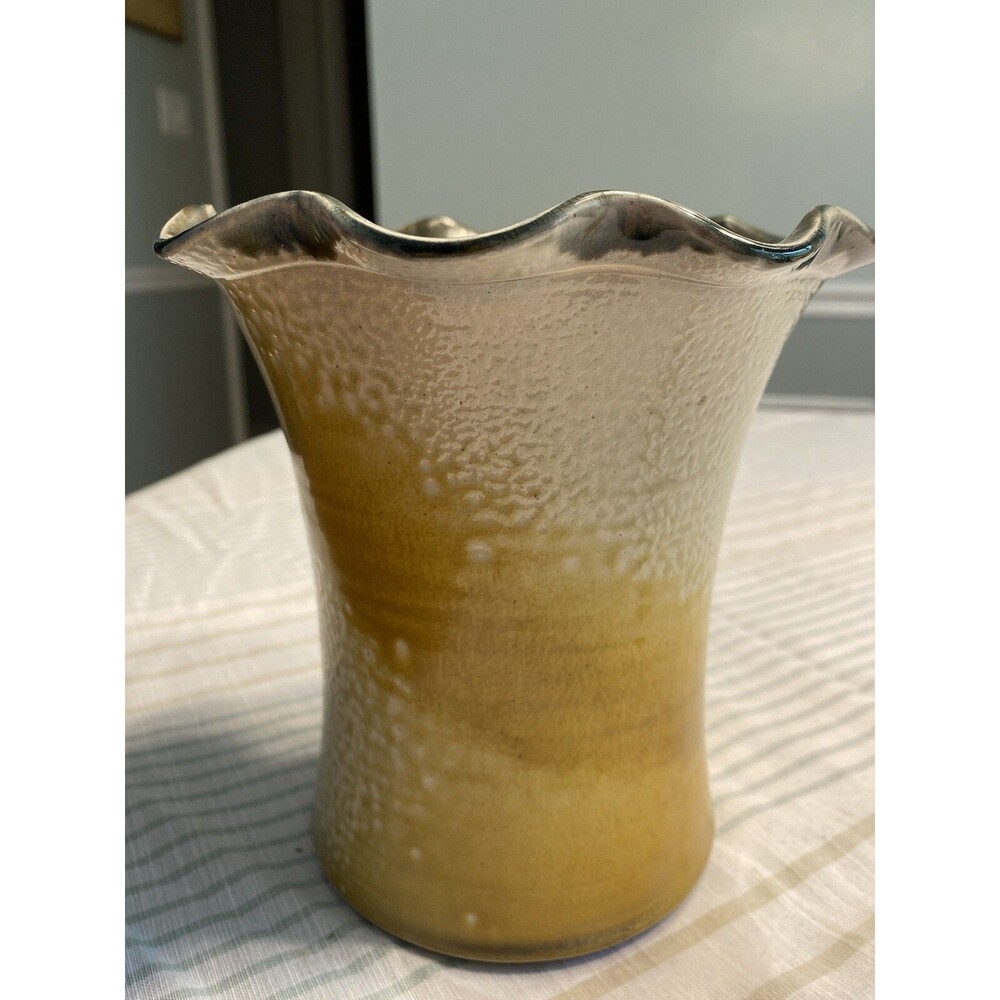 Eldreth Pottery 6 1/2” Fluted Ruffled Vase Planter Crock